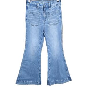 American Eagle Festival Flare Jeans Womens 8 Short Light Wash Next Level Stretch